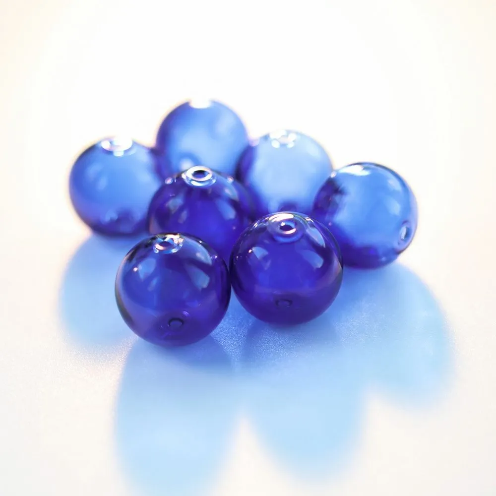 бусина, лэмпворк "шар", синий, 14 мм