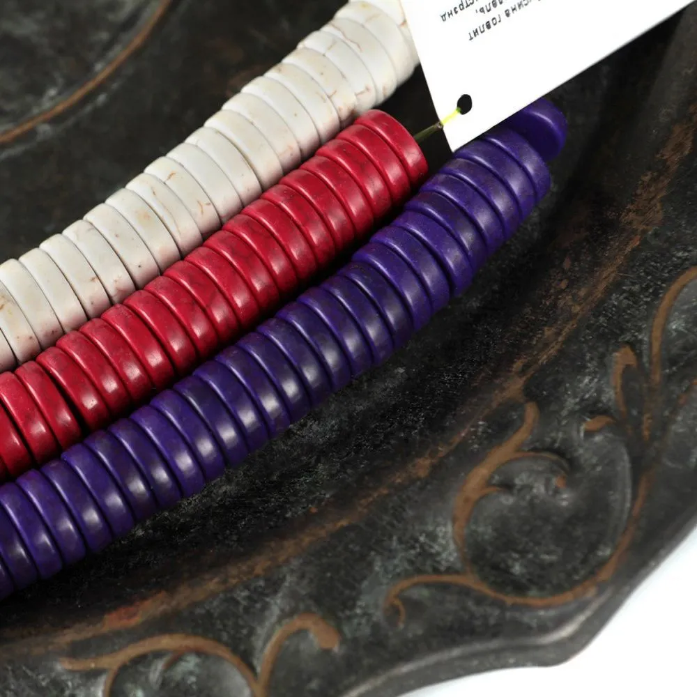 бусина говлит синтетический "хейши", рондель, цветовой микс, 12х3 мм