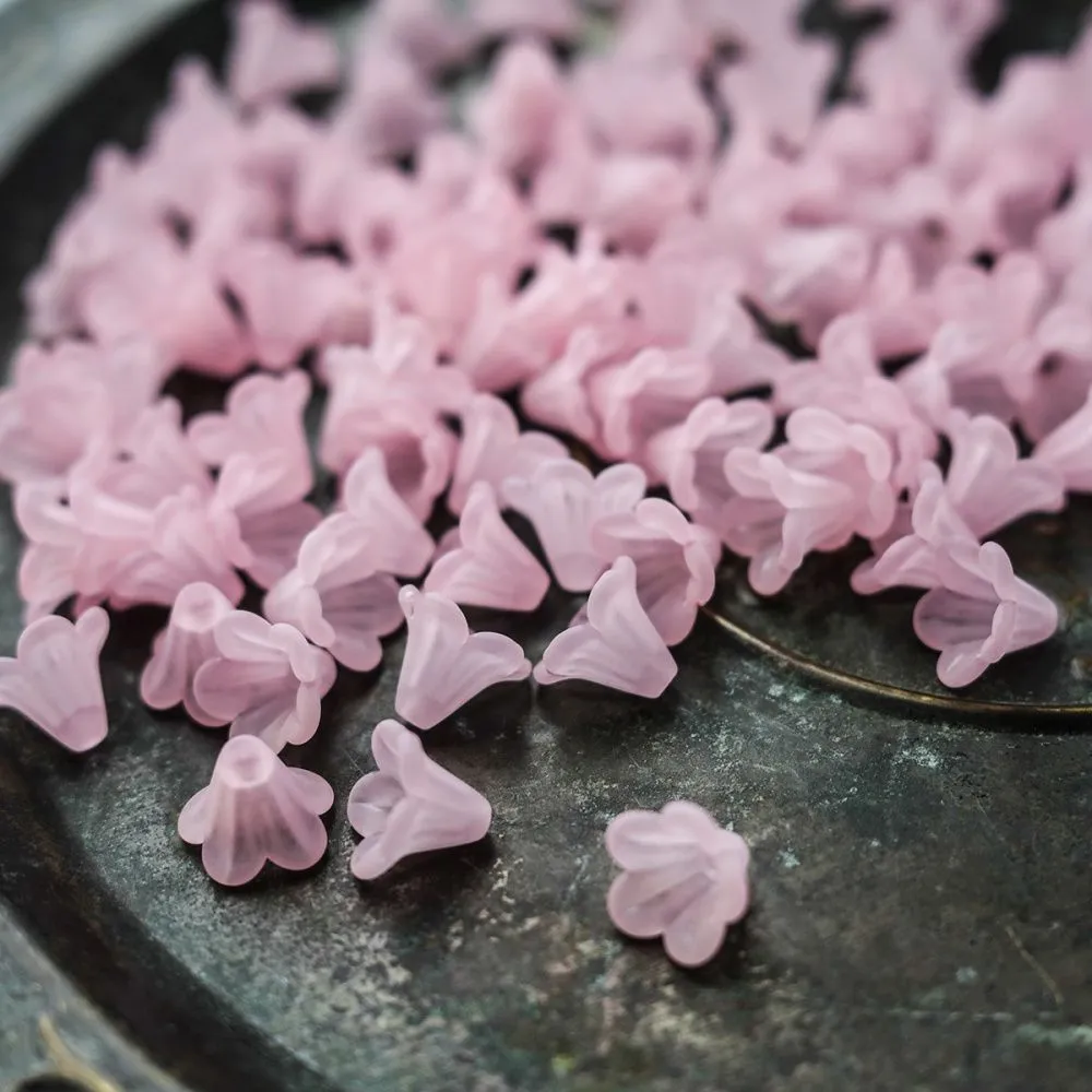 бусина, акрил "колокольчик", матовая, цвет светло-розовый, 13.5x10 мм