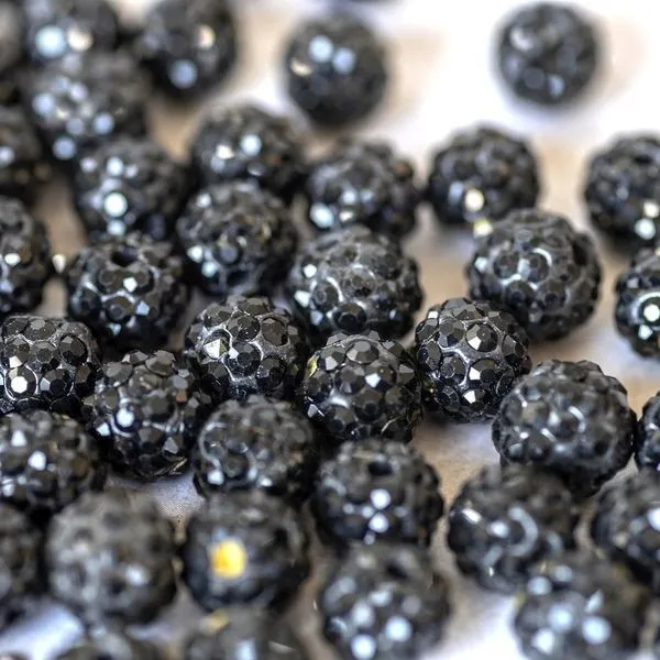 бусина "шамбала" 8, цвет черный с переливами, 8 мм