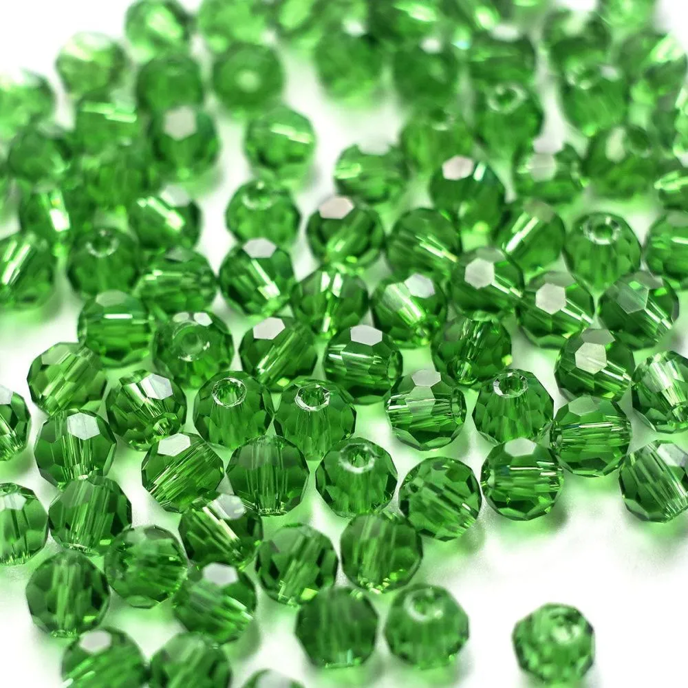 бусина, стекло 6, граненая, цвет лайм, 6 мм