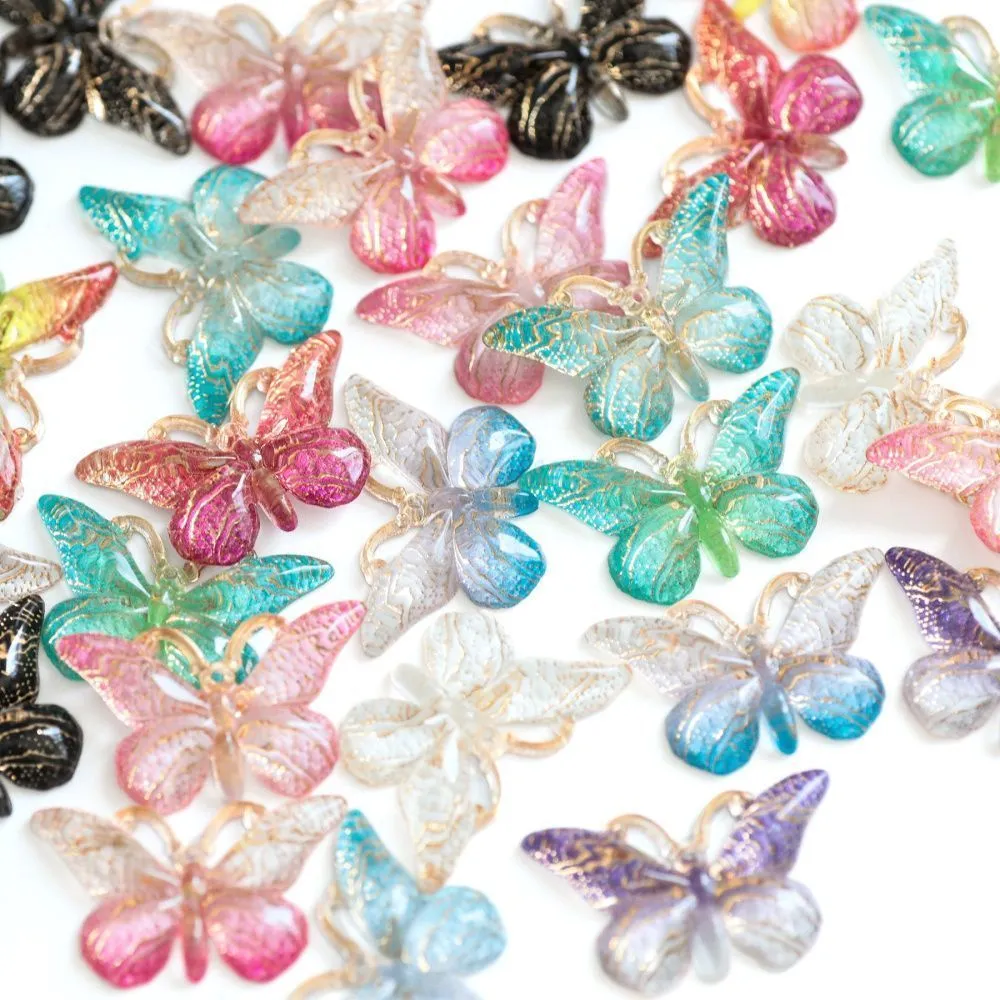 подвеска акрил "батерфляй", цветовой микс, 19x31.5x4.5 мм