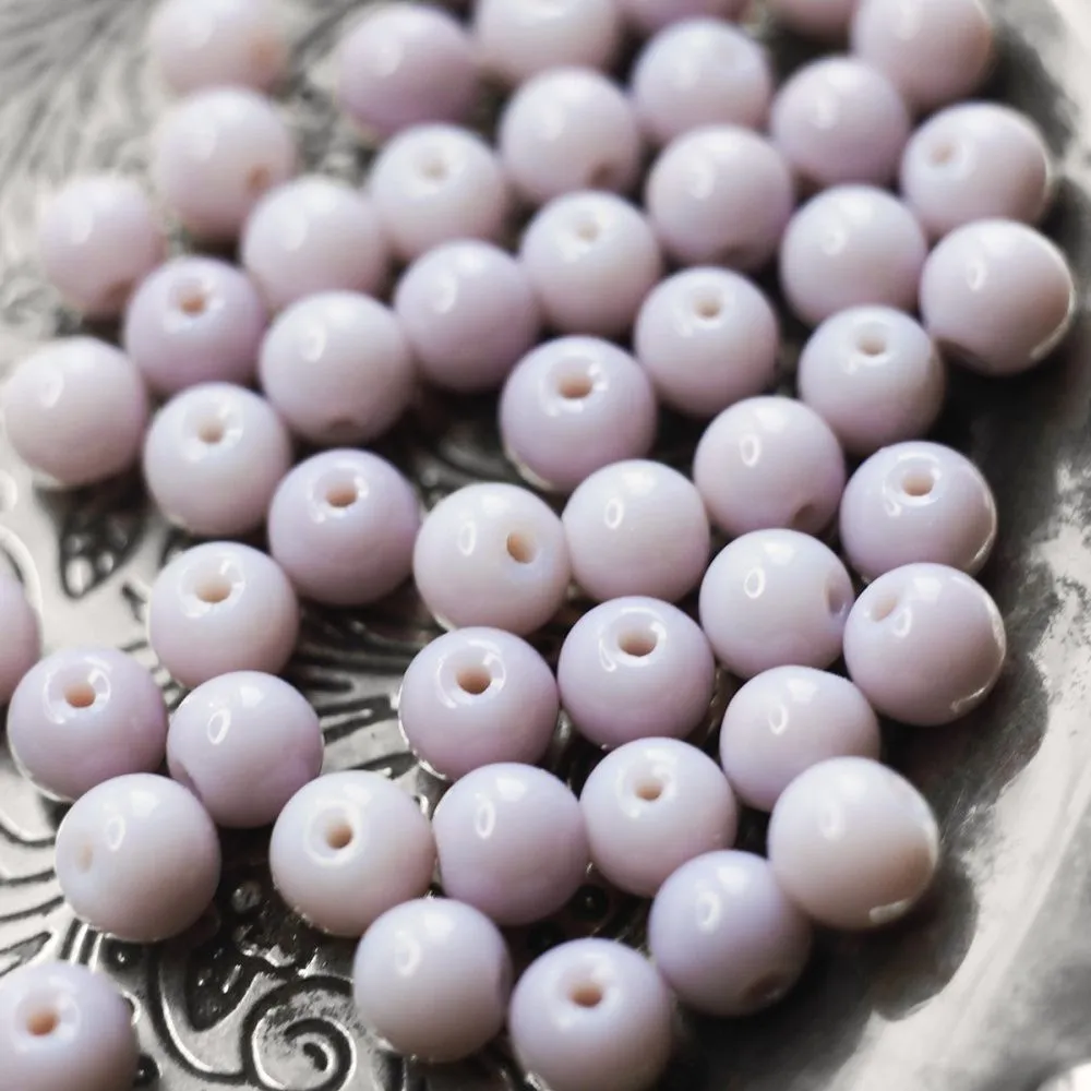 бусина, стекло 8, цвет розово-коричневый, 8 мм