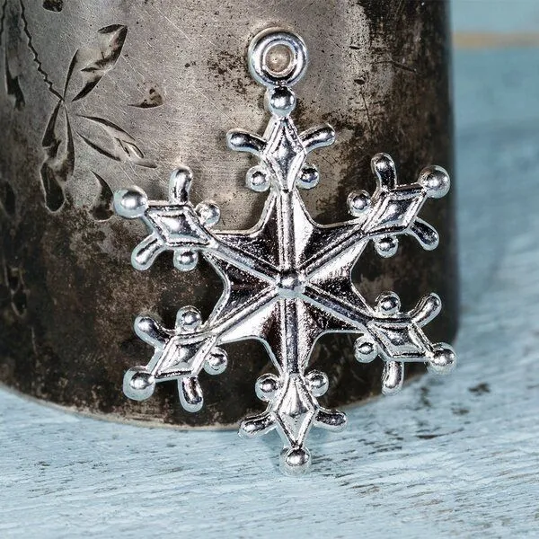 подвеска металлическая "снежинка морозная", цвет серебро, 29x22x3 мм