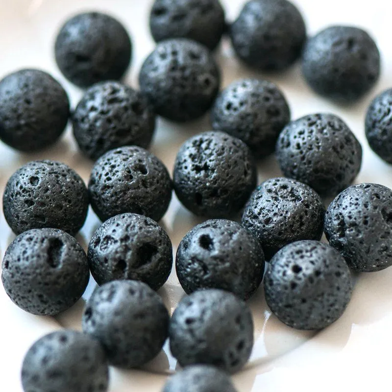 бусина лава натуральная 14, цвет черный, 14 мм