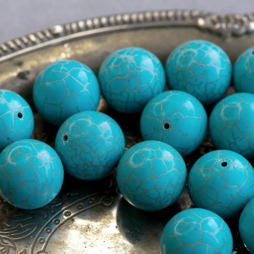 бусина говлит (хаулит), цвет античный голубой, 22 мм