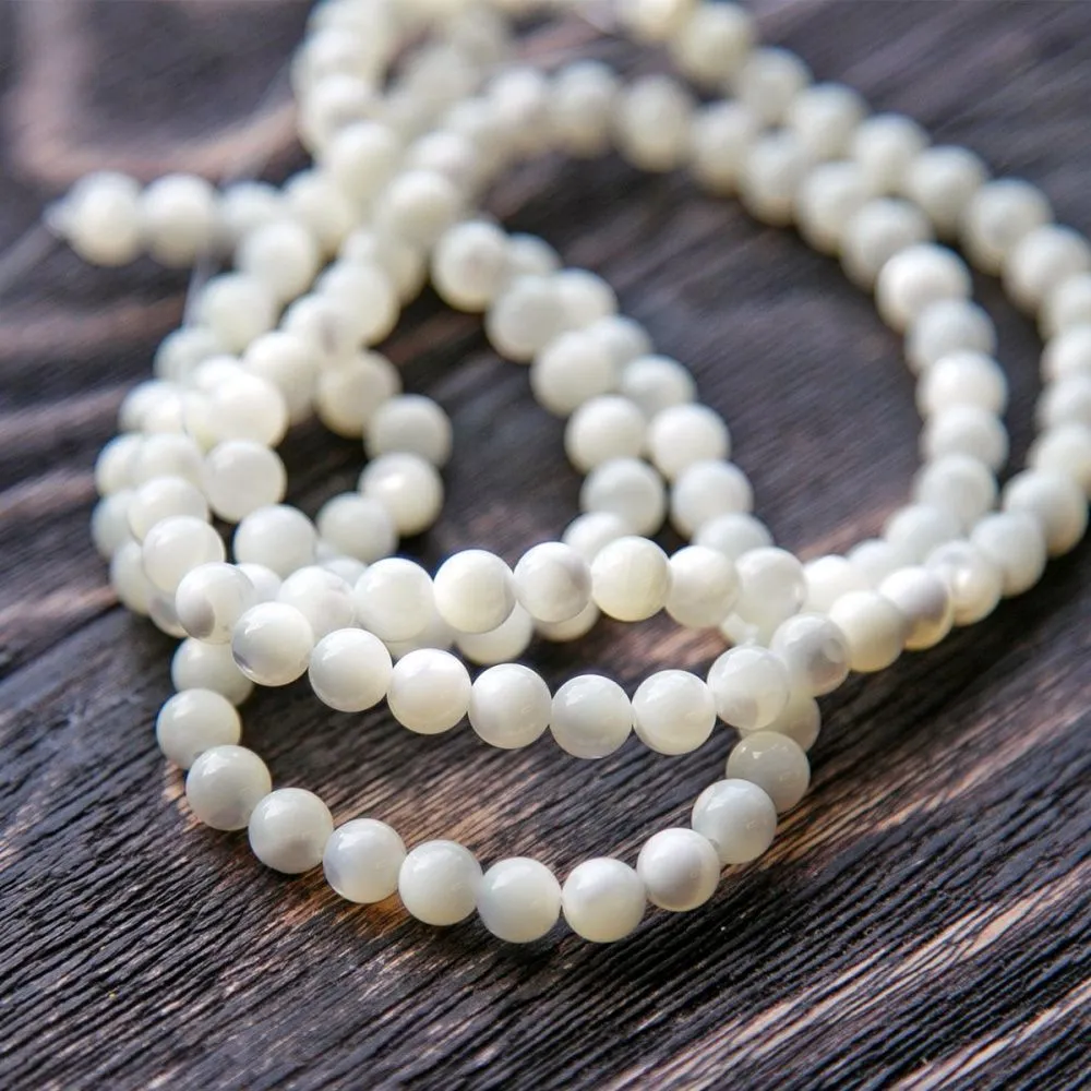 бусина из ракушки, "сишелл", цвет сливочный, 6 мм