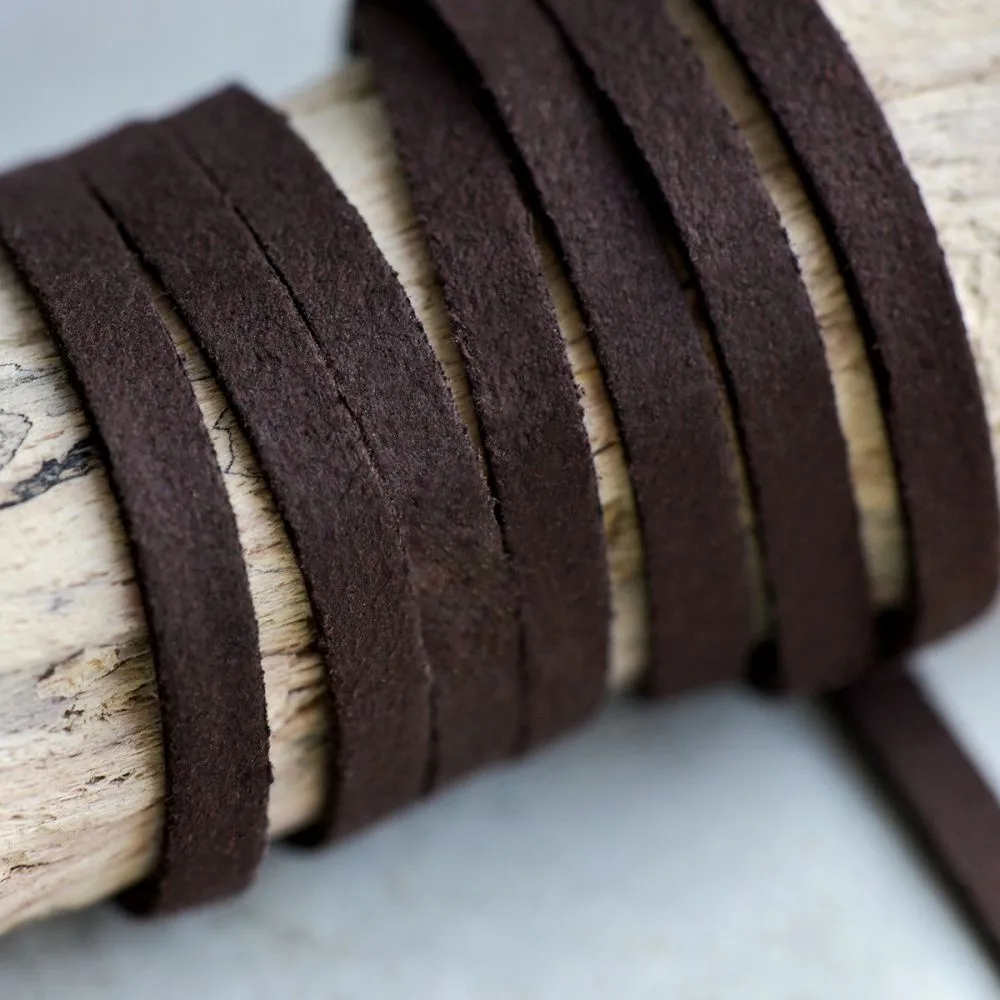 шнур из искусственной замши, коричневый, 5х1.5 мм