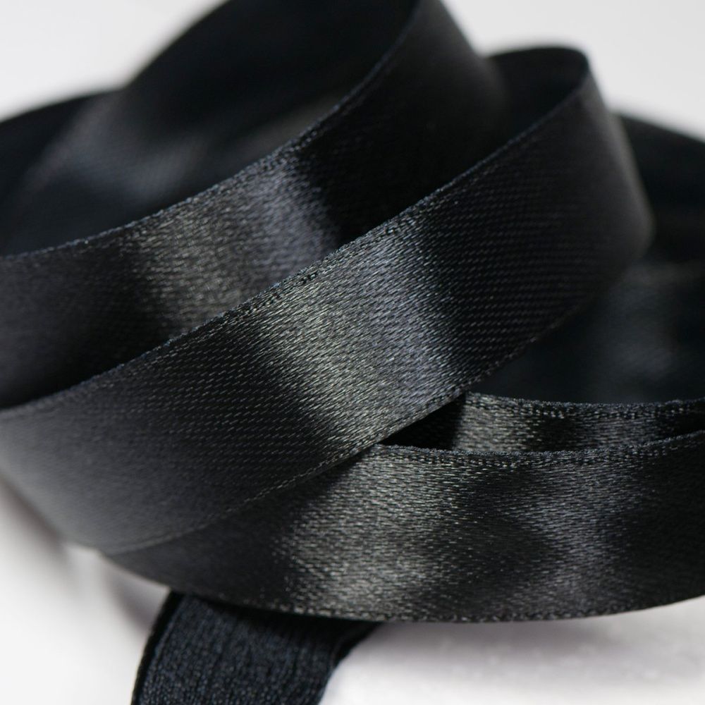 лента, атлас цвет черный, ширина 15 мм ленты