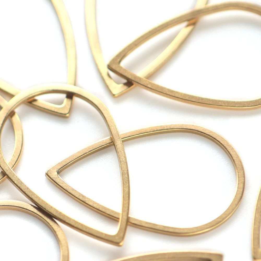 коннектор стальной "дроп", цвет золото, 26x17x1 мм