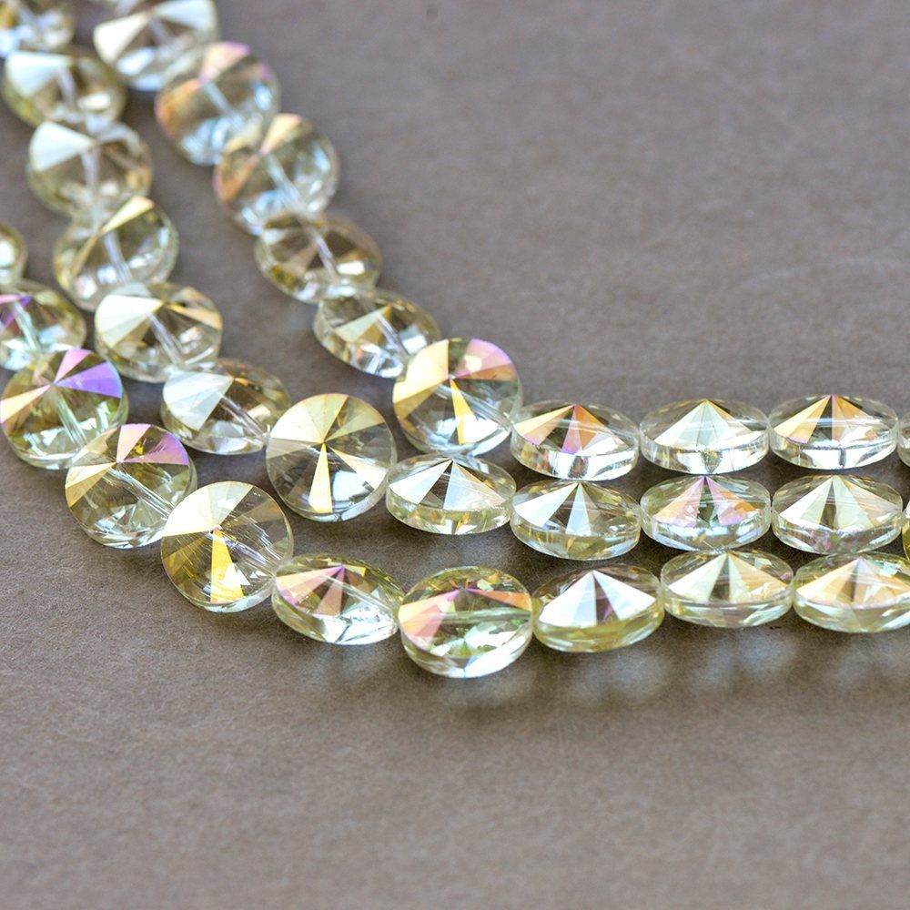 бусина "кимвал", стекло, цвет прозрачный радужный, 14x8 мм