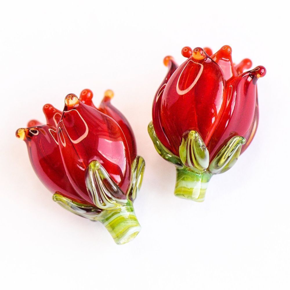 бусина, мурано "колокольчик", фигурная, красный, 17х14 мм