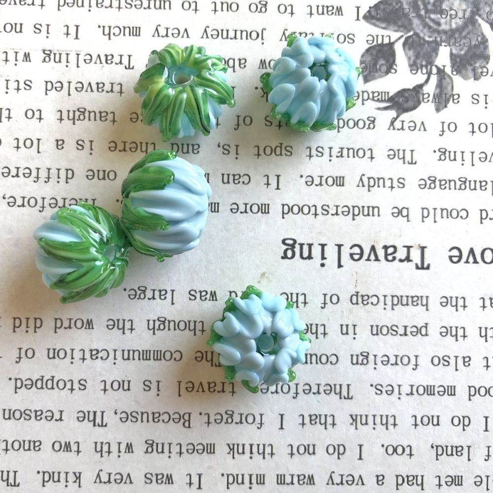 бусина, мурано "клевер", голубой, 22х15 мм