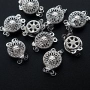 Замок для украшений "Хризантема", 4 отв., покрытие платина, 12x16x5.5 мм