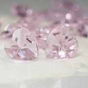 Подвеска стеклянная "Сердце", граненая, цвет розовый, 14х14х8 мм