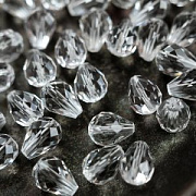 Бусина "Капля", граненая, стекло, цвет прозрачный, 10х8 мм
