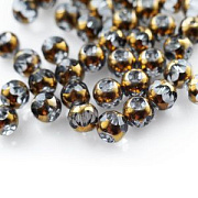 Бусина, стекло, граненая, цвет прозрачный/золото, 8 мм