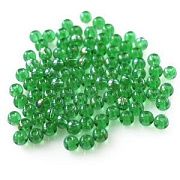 Бусина, стекло 4, цвет зеленый АВ, 4 мм (уп 50+/-5 шт)