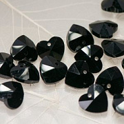 Подвеска стеклянная "Сердце", граненая, цвет черный, 14х14х8 мм
