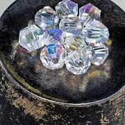 Бусина, стекло биконус, цвет прозрачный радужный, 4.5 мм (уп.30+/-5 шт)