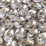 Кабошон стекло Кристалл, овальный, цвет Cristal, 18х13 мм