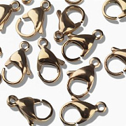 Замочек-лобстер, 304 Stainless Steel, позолота, 15x9x4-4.5 мм