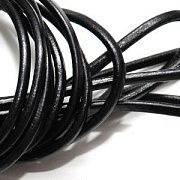 Шнур кожаный, цвет черный, диаметр 5 мм