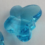 Бусина, стекло, "Бабочка", граненая, цвет небесно-голубой, 11.5х14.5х8 мм
