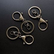 Карабин-лобстер для брелоков, с кольцом, цвет античная бронза, 68 мм