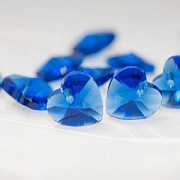 Подвеска стеклянная "Сердце", граненая, цвет синий, 14х14х8 мм