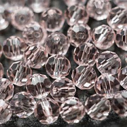 Бусина, стекло 8, граненая, цвет розовый, 8 мм
