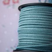 Шнур из искусственной замши, грязный зелено-голубой, 3х1.4 мм