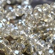 Бусина, стекло абакус 8, граненая, цвет шампанского радужный, 8х6.5 мм