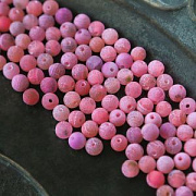 Бусина агат 6, морозная с трещинками, цвет маджента, 6 мм (стренд 18 шт.)
