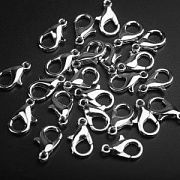 Замочек-лобстер, цвет платина, 12х6 мм (уп. 23 шт+/-2 шт)