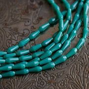 Бусина, имитация нефрита, граненая, стекло капля, цвет бирюзовый, 10-9x4 мм