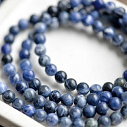 Бусина содалит 6, цвет синий, 6 мм (стренд 18 шт.)