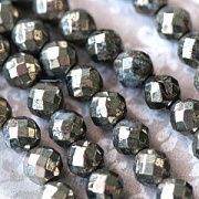 Бусина пирит 8, граненая, цвет оливково-серый, 8 мм