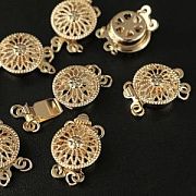 Замок для украшений "Хризантема", 4 отв., позолота, 12x16x5.5 мм