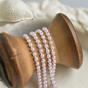 Цепочка "Перл", исск. жемчуг светло-розовый, цвет серебро, 2.5 мм, стразовая лента