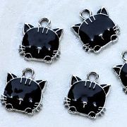 Подвеска металлическая "Hello Kitty", эмаль, цвет черный, 15x13x3 мм