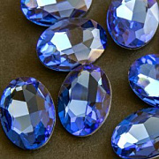 Кабошон стекло Кристалл, овальный, цвет Lt.Sapphire, 25х18 мм
