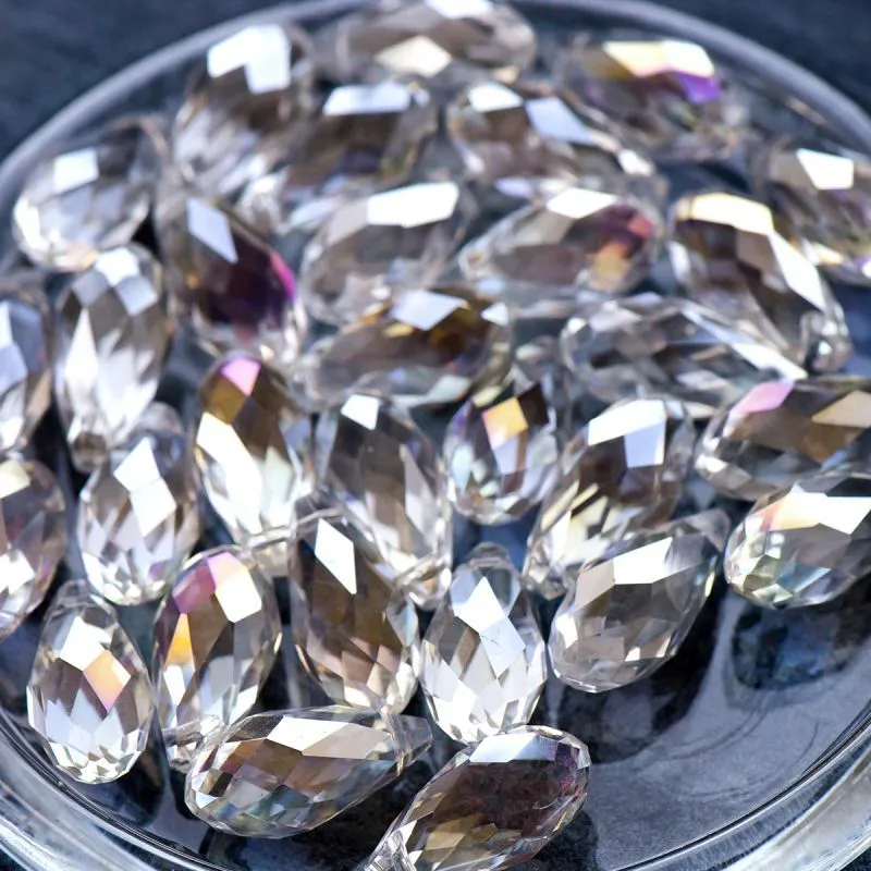 бусина "капля", граненая, стекло, цвет прозрачный, 20х10 мм