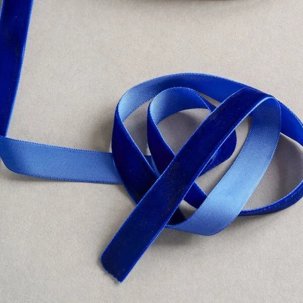 лента, бархат, цвет синий, ширина 15.9 мм ленты