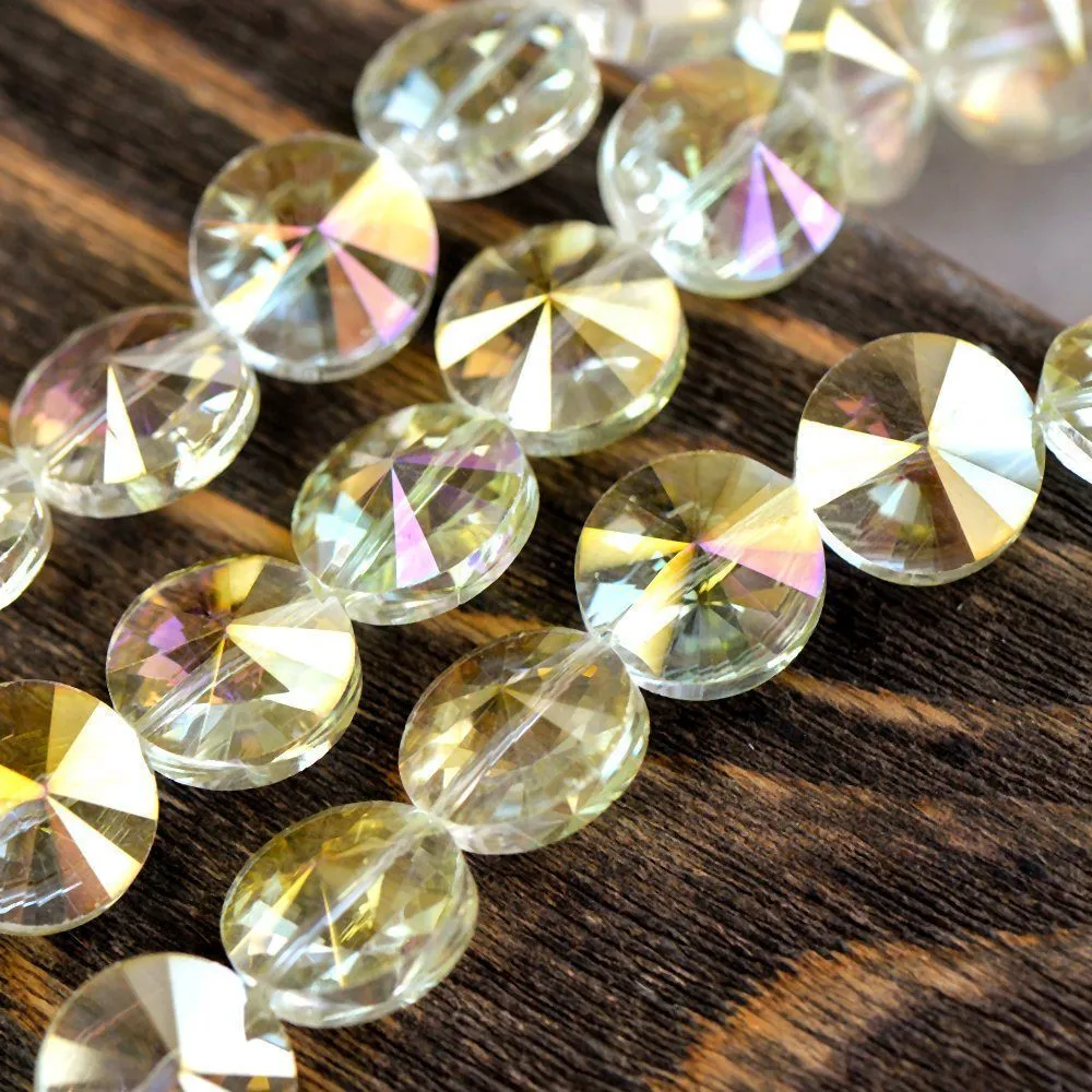 бусина "кимвал", стекло, цвет прозрачный радужный, 14x8 мм