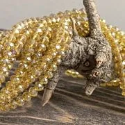 Бусина, стекло абакус 8, граненая, цвет золотистый радужный, 8х5 мм