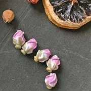Бусина, Мурано "Розовый бутон", бело-розовый, 15-16х10-11 мм
