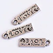 Подвеска металлическая "Бланк-Made with Love", цвет античное серебро, 17.5x5 мм
