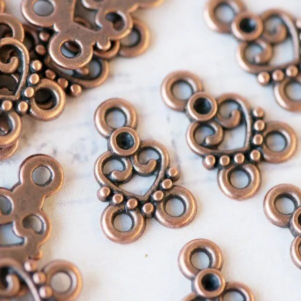 коннектор "сердечко", цвет красная медь, 15х11х2 мм