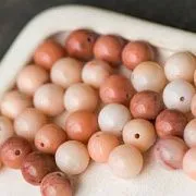 Бусина имитация авантюрина, цвет персиковый, 8 мм (стренд 12 шт.)